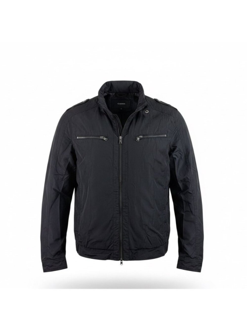 Emanuel Ungaro Mens Black Jacket With Zipped Pockets & Striped Lining Size M